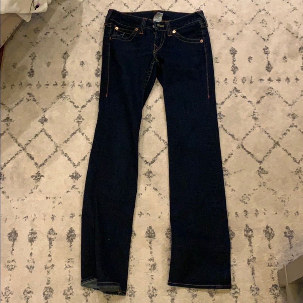 True religion boot leg dark wash jeans woman 28